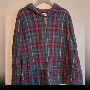 Women's Scotch Plaid Flannel Shirt, Relaxed Zip Hoodie